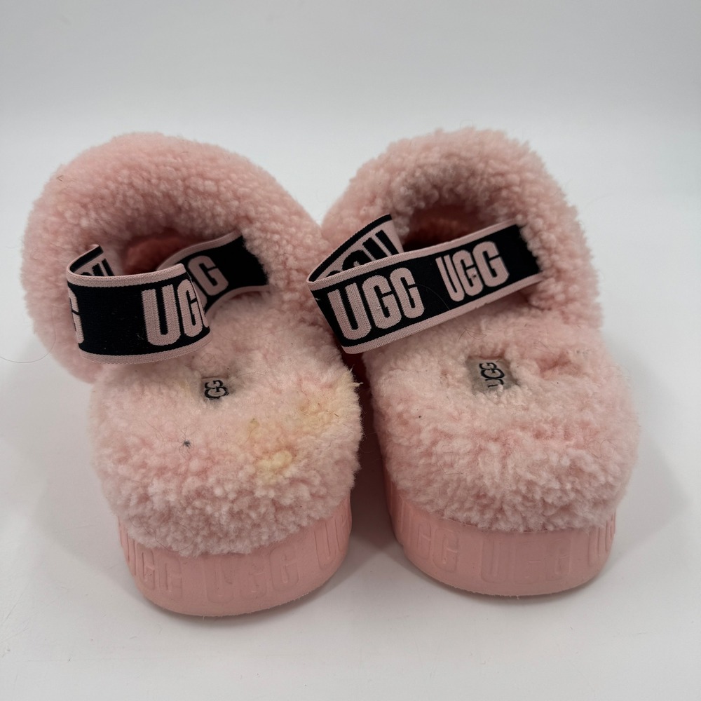 UGG Fluff Yeah Slide Women 9 Pink Sheepskin Platform Slingback Sandal Slippers - Picture 4 of 7